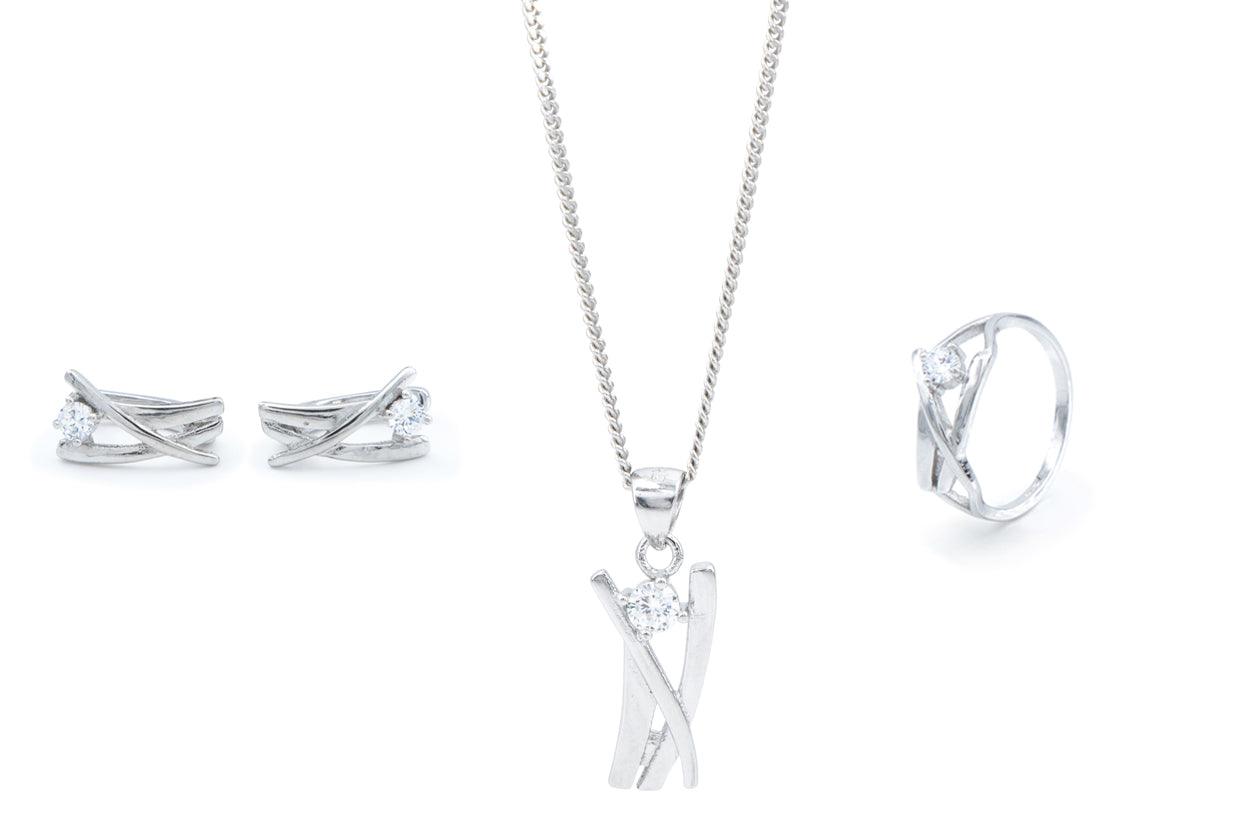 Bequasa Fine Elegant Set, Weiss, Silber 925, Rhodiniert