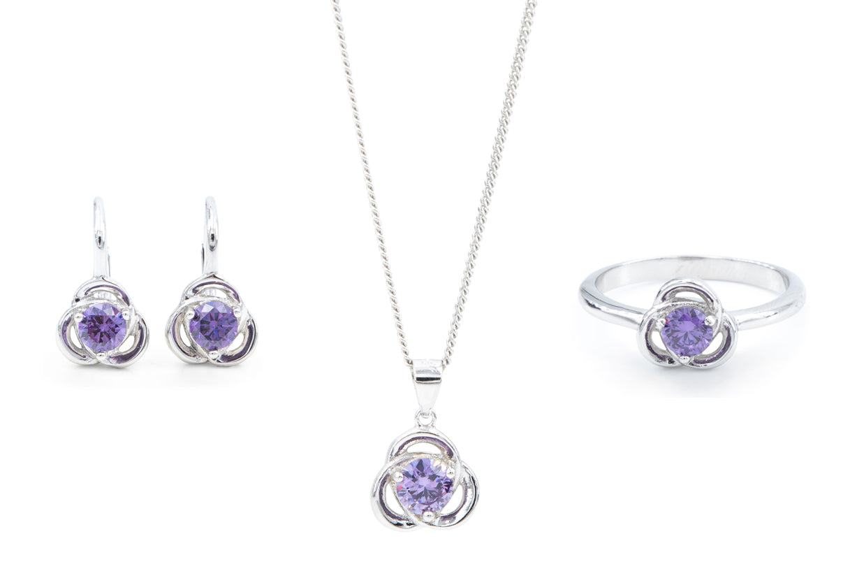Bequasa Lila Point Set, Violett, Silber 925, Rhodiniert
