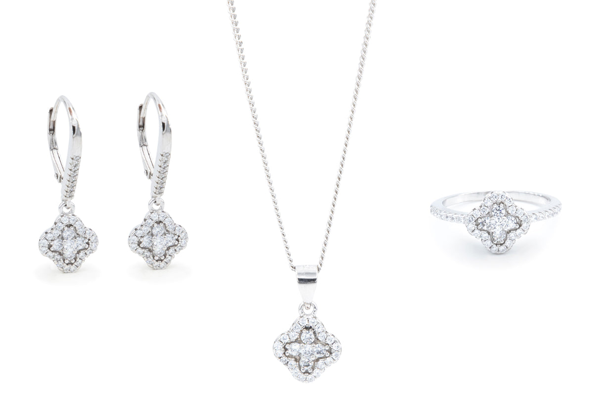 Bequasa Little Star Set, Weiss, Silber 925, Rhodineirt