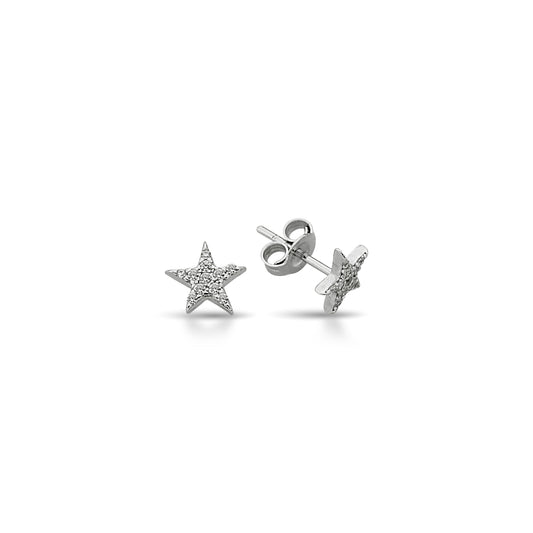 Bequasa Attract Star Ohrringe, Silber 925, Rhodiniert