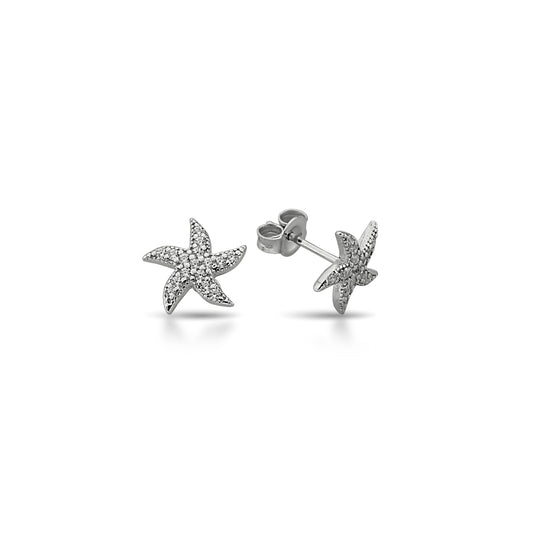 Bequasa Crystal Starfish Ohrringe, Silber 925, Rhodiniert