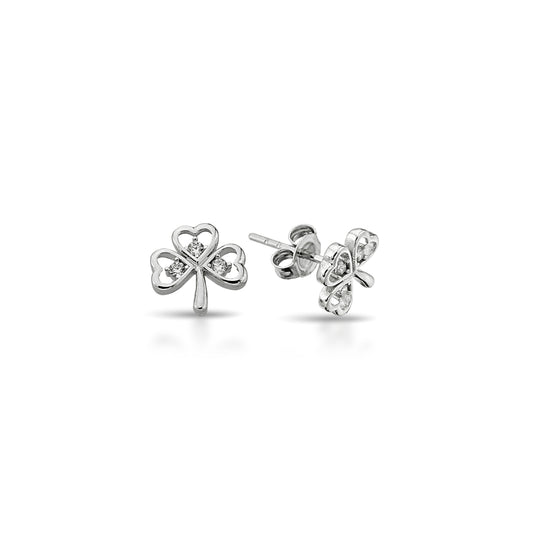 Bequasa Crystal Clover Ohrringe, Silber 925, Rhodiniert