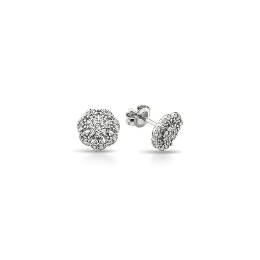 Bequasa Crystal Flowers Ohrringe, Silber 925, Rhodiniert