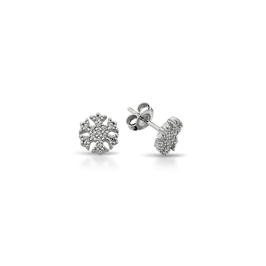 Bequasa Crystallic Snowflake Ohrringe, Silber 925, Rhodiniert