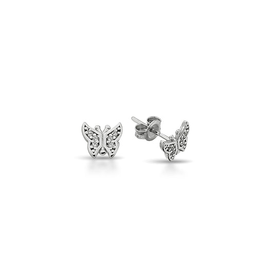 Bequasa Crystal Butterfly Ohrringe, Silber 925, Rhodiniert