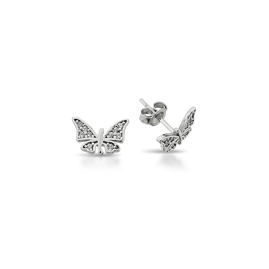 Bequasa Diamond Butterflies Ohrringe, Silber 925, Rhodiniert