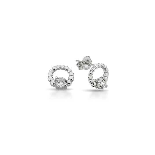 Bequasa Diamond Ring Ohrringe, Silber 925, Rhodiniert