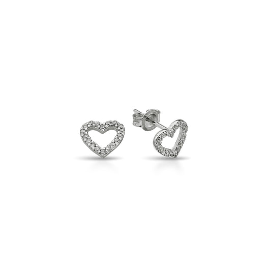 Bequasa Crystallic Hearts Ohrringe, Silber 925, Rhodiniert