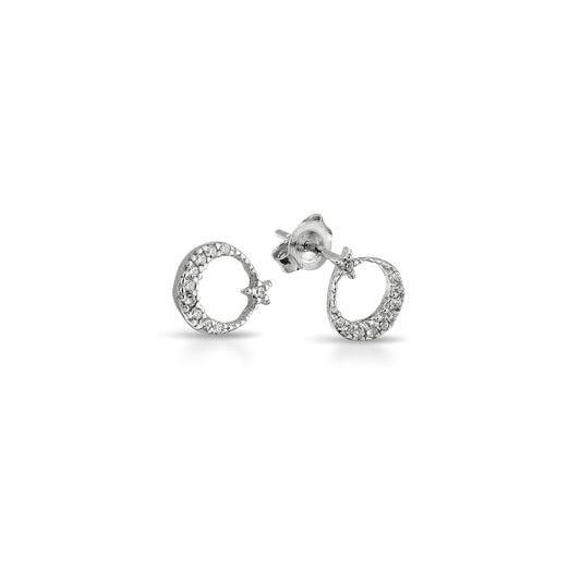 Bequasa Crystallic Crescent Ohrringe, Silber 925, Rhodiniert