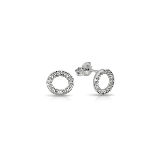 Bequasa Attract Oval Ohrringe, Silber 925, Rhodiniert