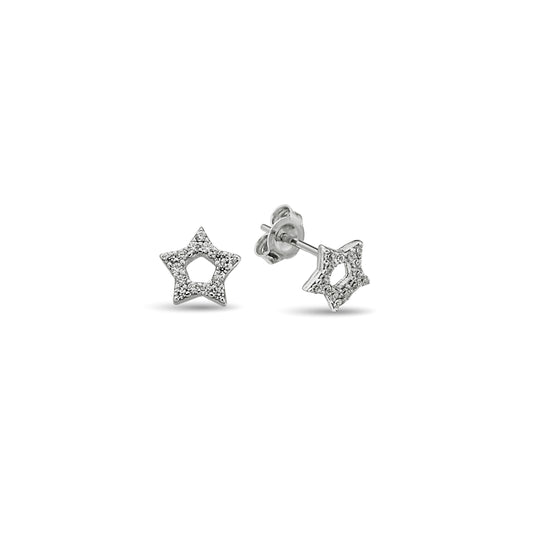 Bequasa Crystal Stars Ohrringe, Silber 925, Rhodiniert