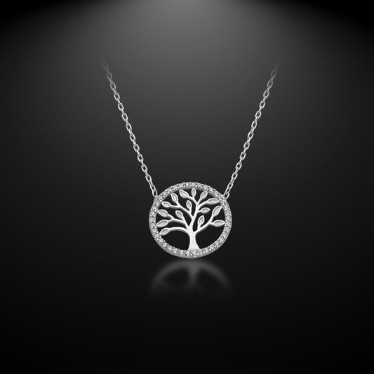 Bequasa Crystal Tree Halskette, Silber 925, Rhodiniert
