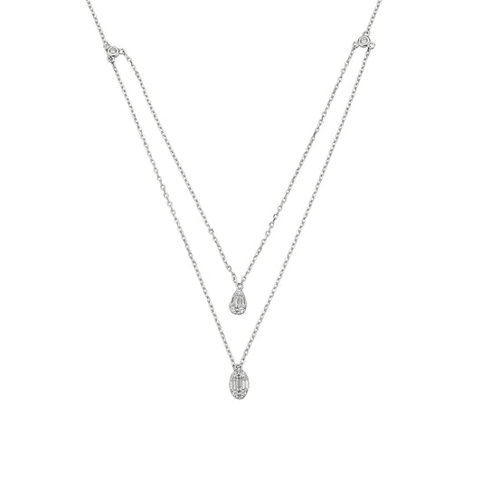 Bequasa Double Elegance Halskette, Silber 925, Rhodiniert