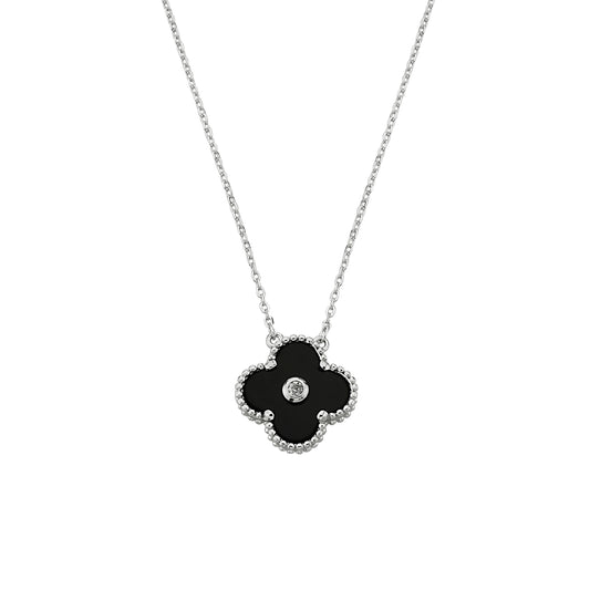 Bequasa Black Charm Halskette, Silber 925, Rhodiniert