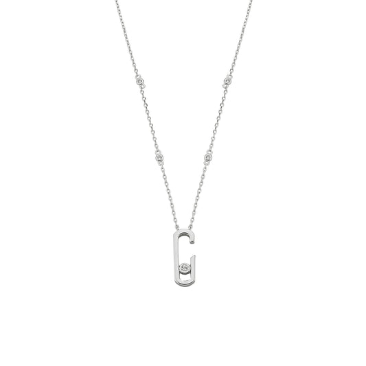 Bequasa Crystallic Clip Halskette, Silber 925, Rhodiniert