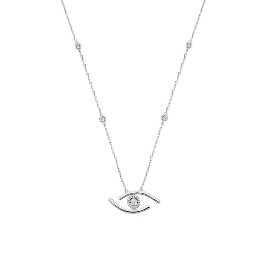 Bequasa Crystallic Eyes Halskette, Silber 925, Rhodiniert
