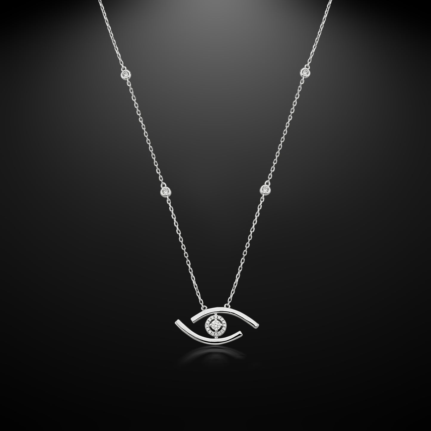 Bequasa Crystallic Eyes Halskette, Silber 925, Rhodiniert
