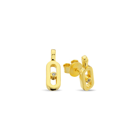 Bequasa Gold Eyes Ohrringe, Silber 925, Rhodiniert
