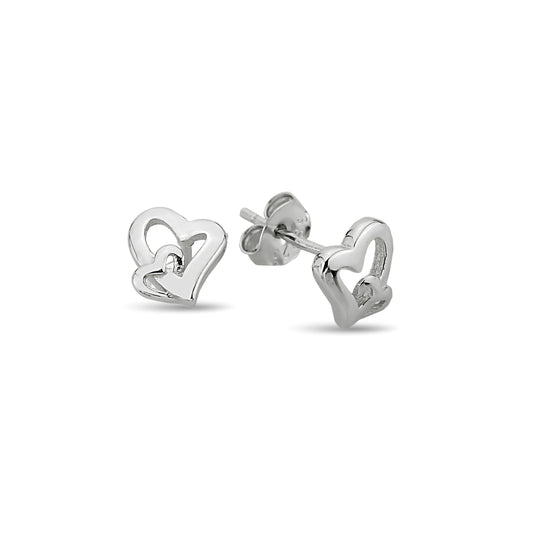 Bequasa Silber Hearts Ohrringe, Silber 925, Rhodiniert