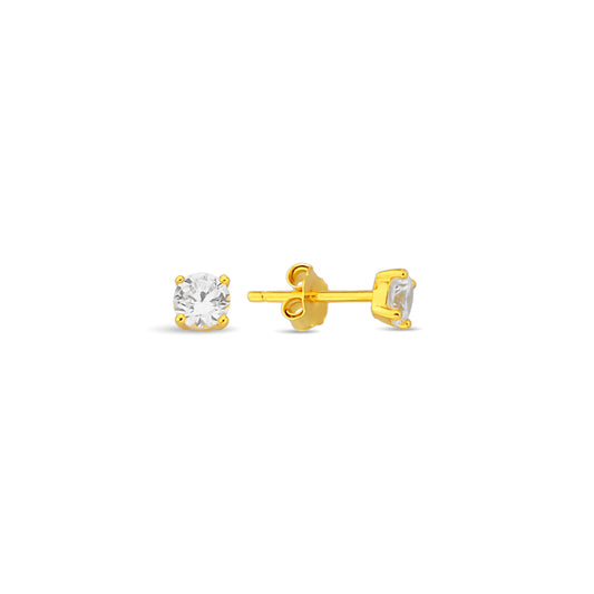 Bequasa Shining Stone Golden Ohrringe, Silber 925, Rhodiniert