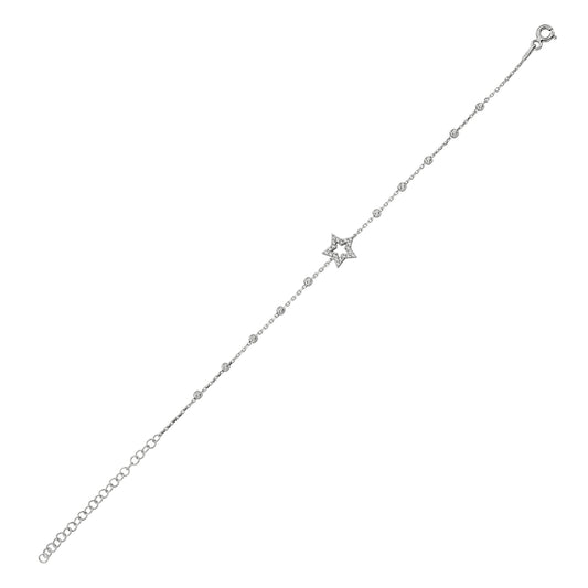 Bequasa Open Star Armband, Silber 925, Rhodiniert