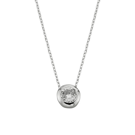 Bequasa Full Stone Halskette, Silber 925, Rhodiniert