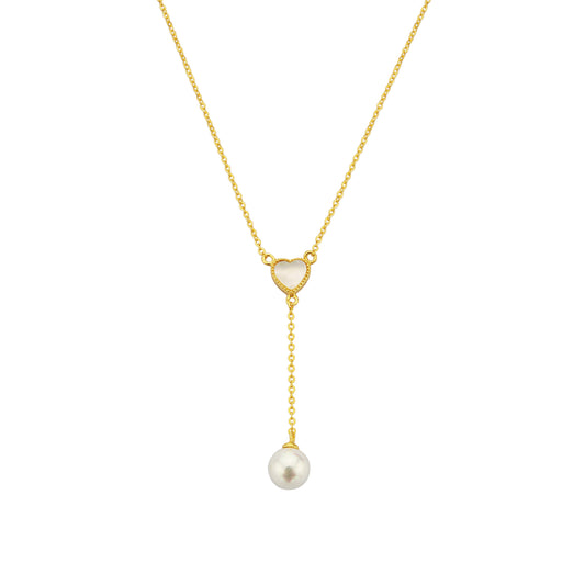 Bequasa Creativity Heart Pearl Halskette, Silber 925, Rhodiniert