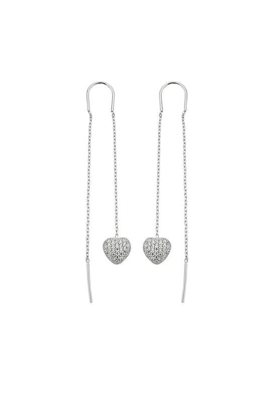 Bequasa Glitter Hearts Ohrringe, Silber 925, Rhodiniert