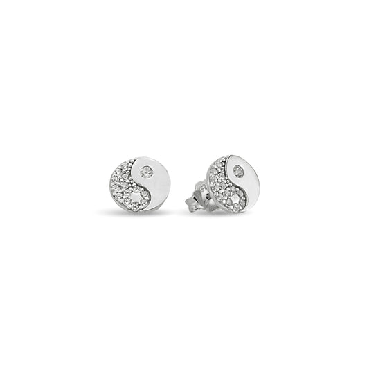 Bequasa Crystallic Ying-Yang Ohrringe, Silber 925, Rhodiniert