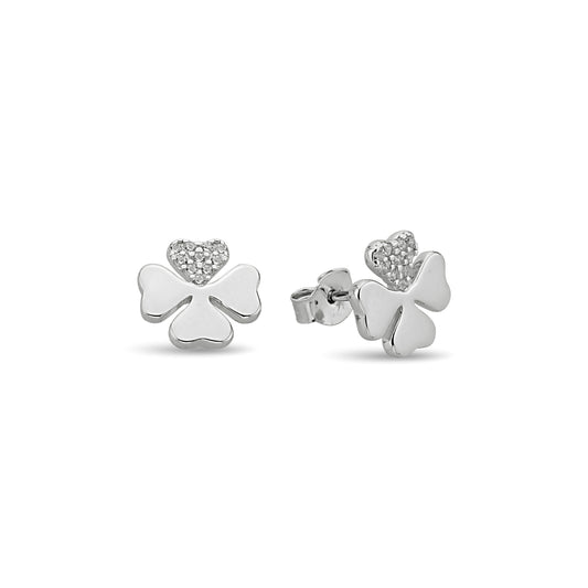 Bequasa Drippy Clover Ohrringe, Silber 925, Rhodiniert