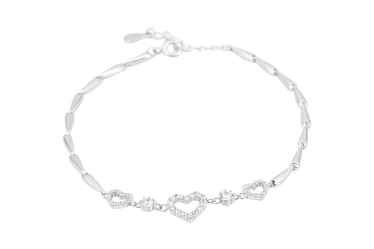 Bequasa Open Heart Armband, Silber 925, Rhodiniert
