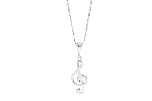 Bequasa Symbolic Musicnote Halskette, Silber 925, Rhodiniert