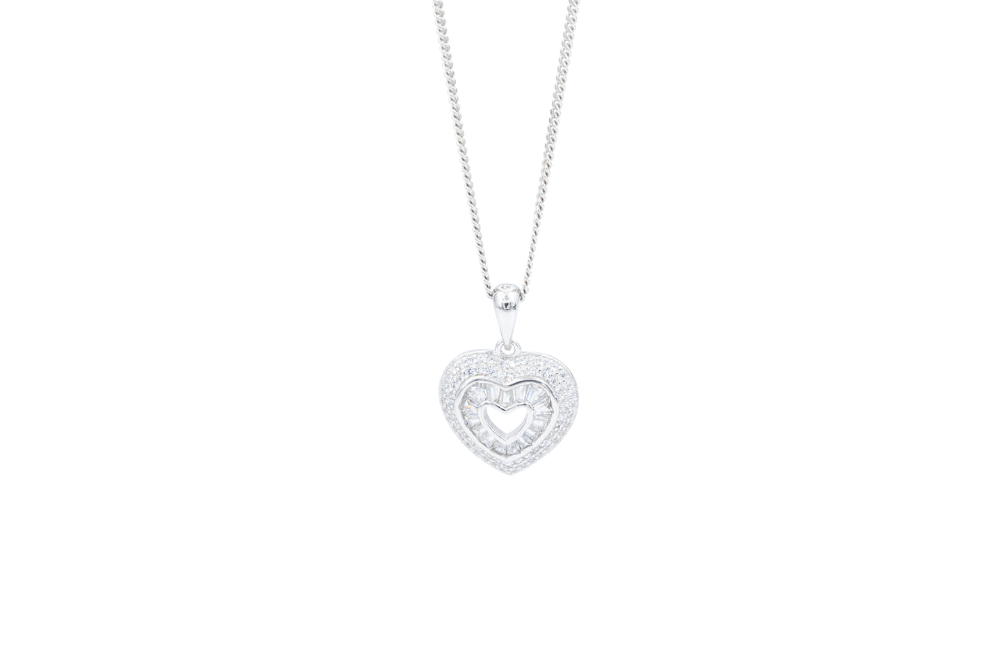 Bequasa Triple Heart Halskette, Silber 925, Rhodiniert