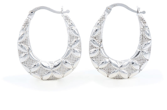 Bequasa Natural Circle Ohrringe, Silber 925, Rhodiniert