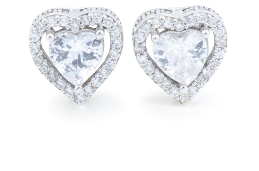 Bequasa Cristallic Heart Ohrringe, Silber 925, Rhodiniert