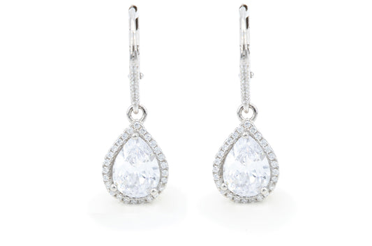 Bequasa Cristallic Drop Ohrringe, Silber 925, Rhodiniert
