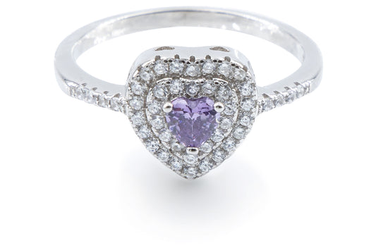 Bequasa Attract Heart Ring, Violett, Rhodiniert